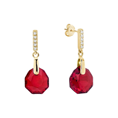 Sudraba auskari "Calathea (Scarlet)" ar Swarovski™ kristāliem